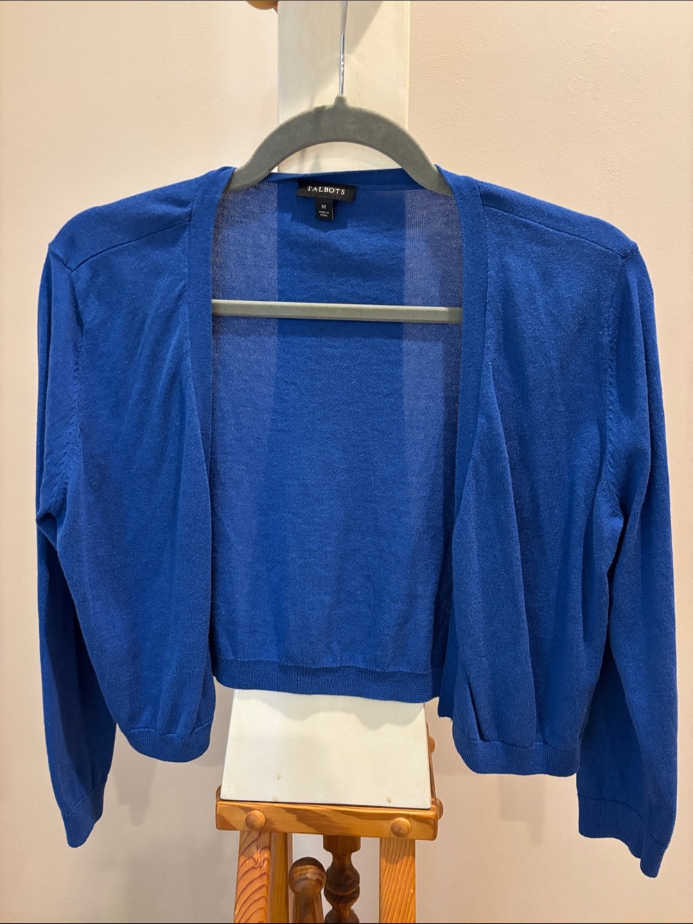 Talbots Royal Blue Cropped Open Cardigan Shrug